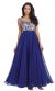 Floral Embroidered Mesh Bodice Long Formal Prom Dress in Royal Blue